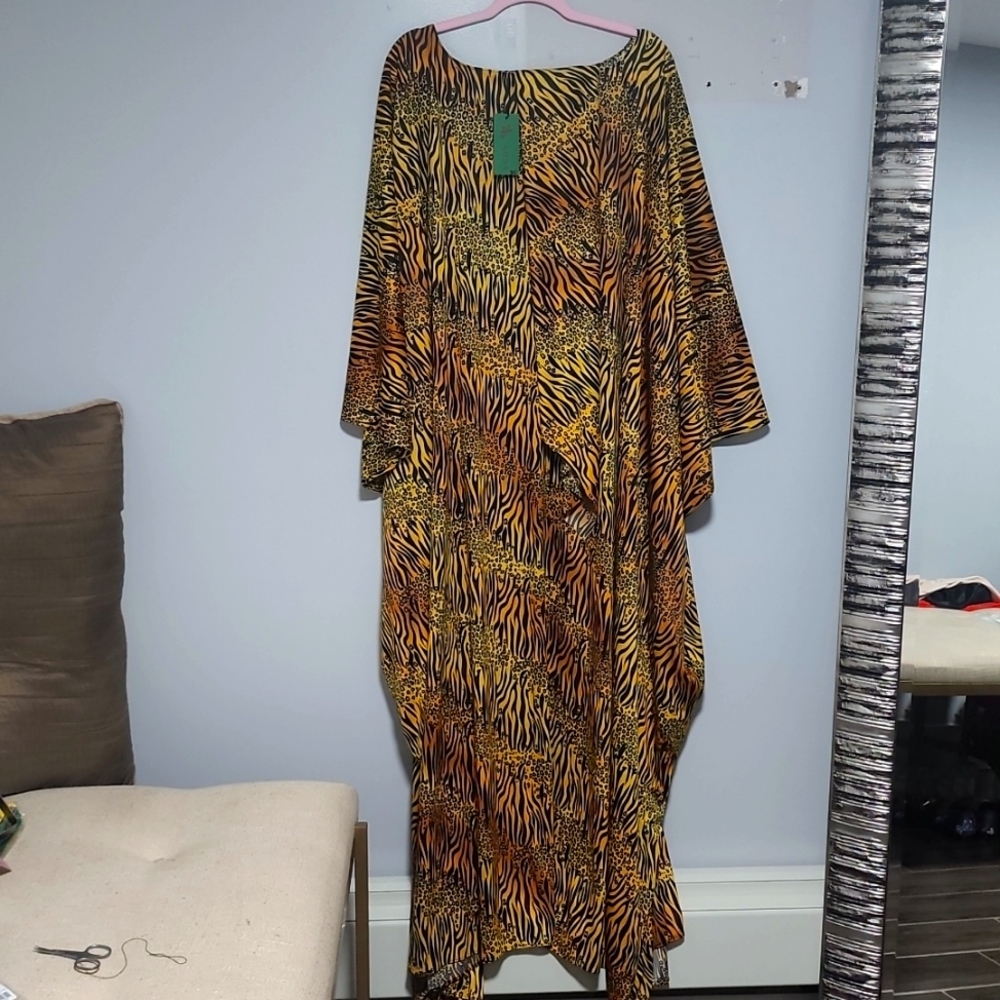 Gorgegous Custom Zebra Print, Floor Lenght with matching head scarf